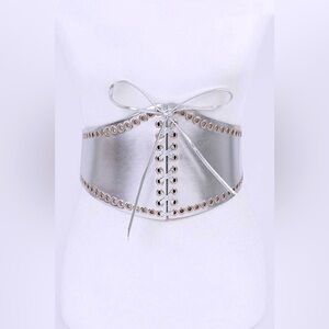 Metallic Lacing Corset Statement Belt